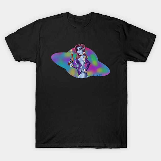 Alien Babe Pin-up T-Shirt by Klitch13